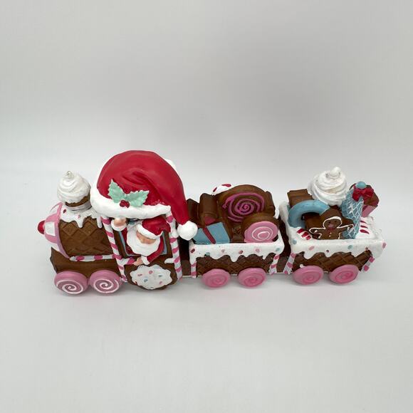 Peppermint Square Gingerbread Train With Santa Hat 13” Christmas Holiday NEW - Picture 6 of 8